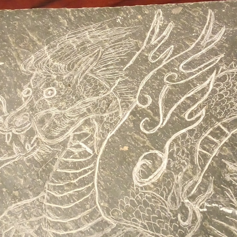 Handmade Etched Dragon Slate Plaque - Picture 2 of 9